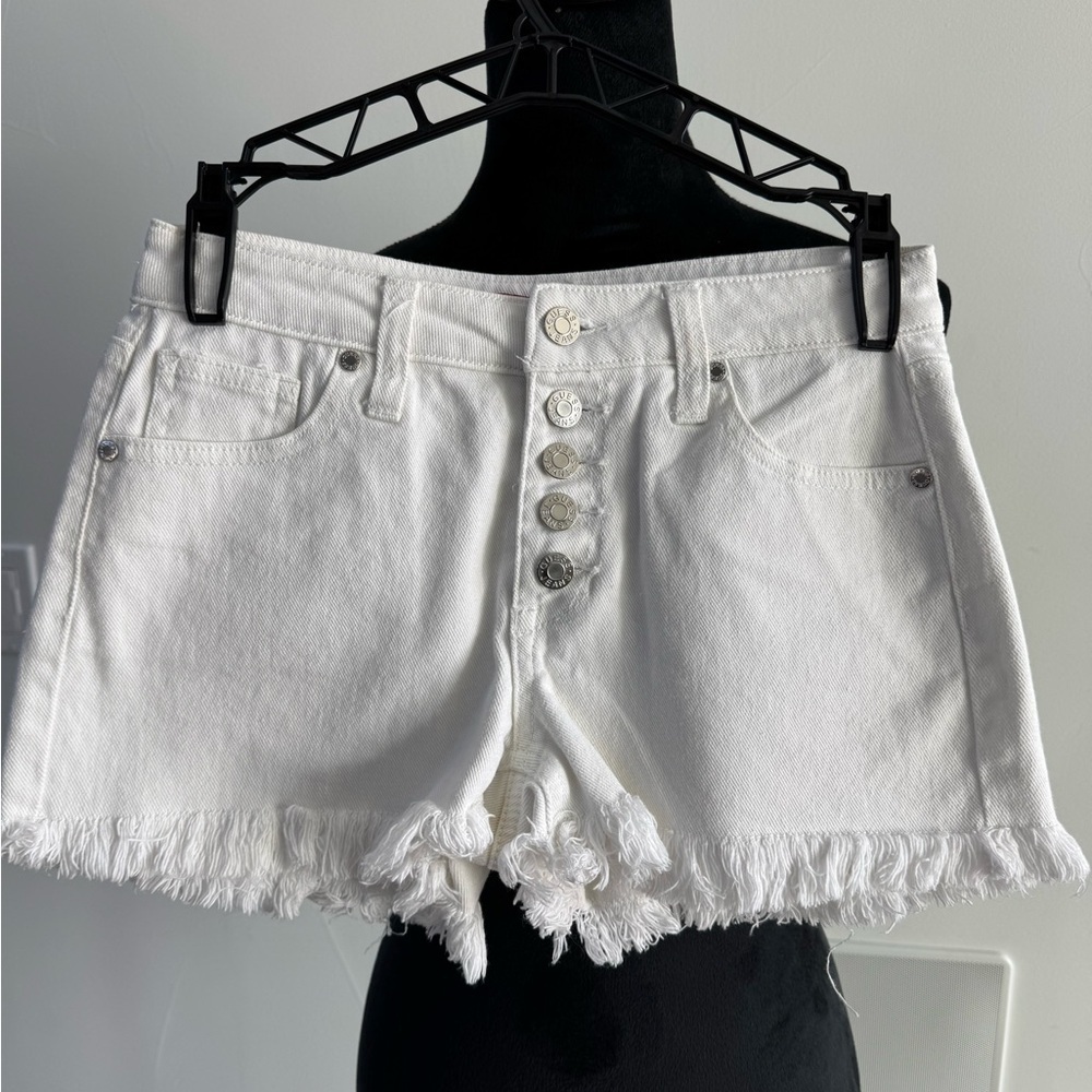 Guess White Frayed Jean Shorts